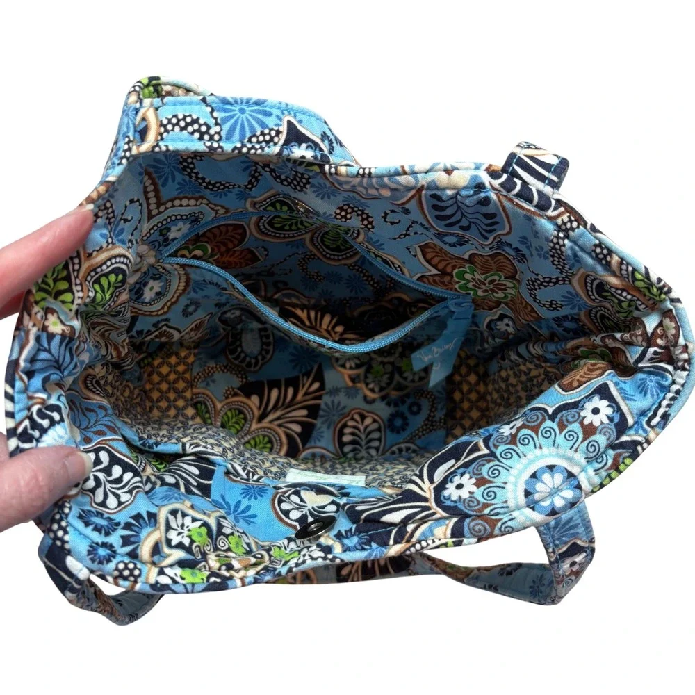 Vera Bradley Quilted Tote Bag Bali Blue Retired Pattern - Picture 5 of 7